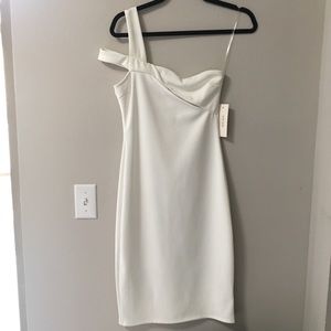 WIN WIN White Knit Off Shoulder Dress
